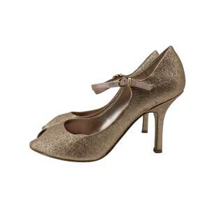 Nine West Carlen Womens Mary Jane Pumps Glitter Gold